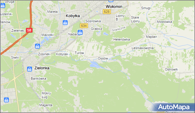 mapa Ossów, Ossów na mapie Targeo