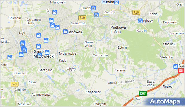 mapa Owczarnia gmina Brwinów, Owczarnia gmina Brwinów na mapie Targeo