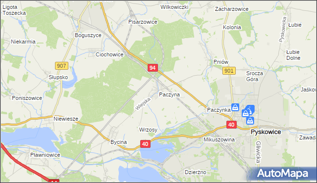 mapa Paczyna, Paczyna na mapie Targeo