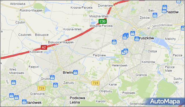 mapa Parzniew, Parzniew na mapie Targeo