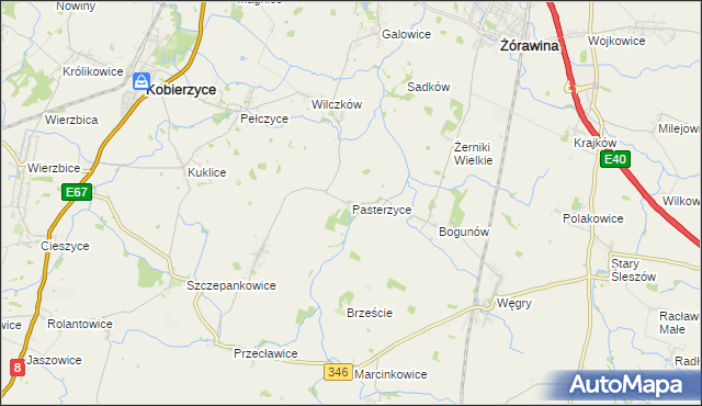 mapa Pasterzyce, Pasterzyce na mapie Targeo