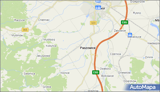 mapa Paszowice, Paszowice na mapie Targeo