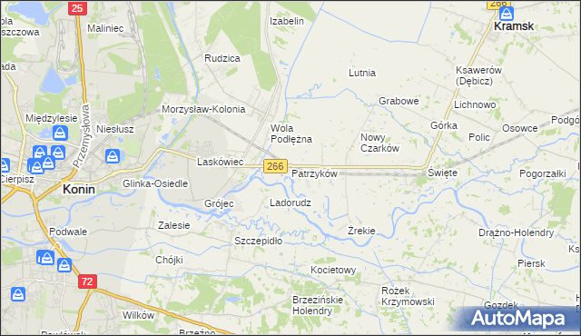 mapa Patrzyków gmina Kramsk, Patrzyków gmina Kramsk na mapie Targeo