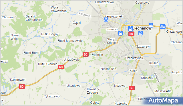 mapa Pęchcin, Pęchcin na mapie Targeo