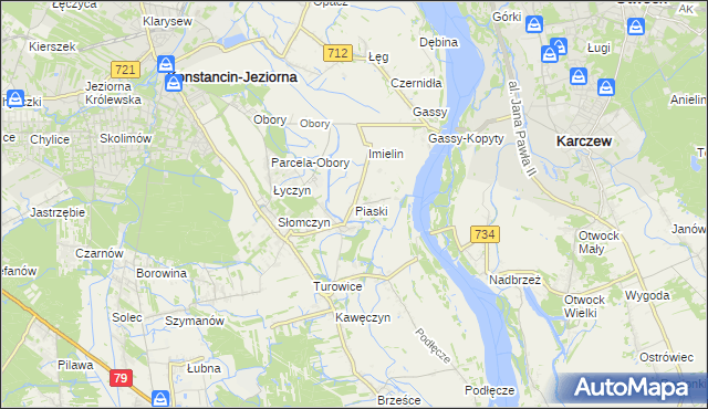 mapa Piaski gmina Konstancin-Jeziorna, Piaski gmina Konstancin-Jeziorna na mapie Targeo