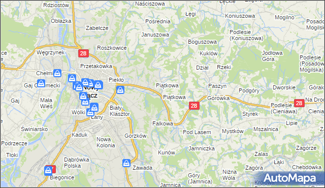 mapa Piątkowa gmina Chełmiec, Piątkowa gmina Chełmiec na mapie Targeo