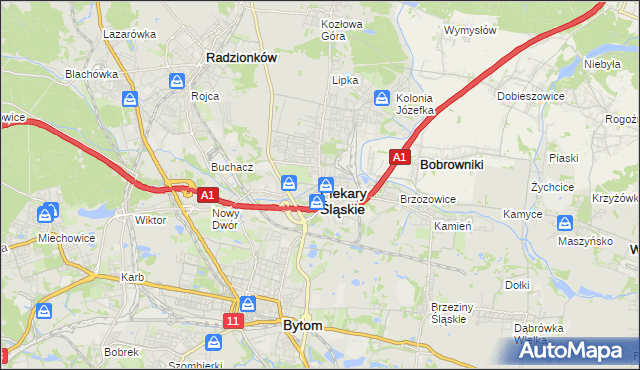 mapa Piekary Śląskie, Piekary Śląskie na mapie Targeo