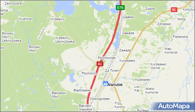 mapa Płochocinek, Płochocinek na mapie Targeo