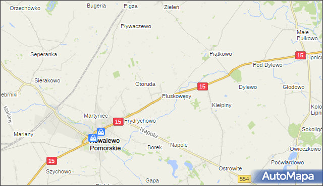 mapa Pluskowęsy gmina Kowalewo Pomorskie, Pluskowęsy gmina Kowalewo Pomorskie na mapie Targeo