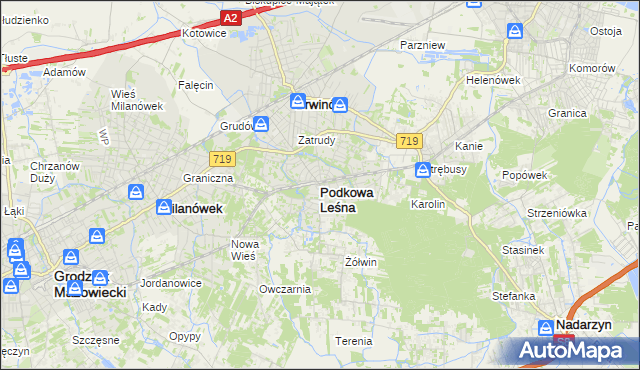 mapa Podkowa Leśna, Podkowa Leśna na mapie Targeo