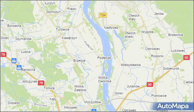 mapa Podłęcze gmina Góra Kalwaria, Podłęcze gmina Góra Kalwaria na mapie Targeo