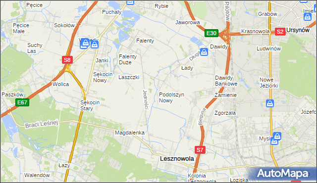 mapa Podolszyn Nowy, Podolszyn Nowy na mapie Targeo