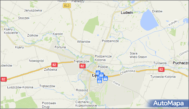 mapa Podzamcze Kolonia, Podzamcze Kolonia na mapie Targeo