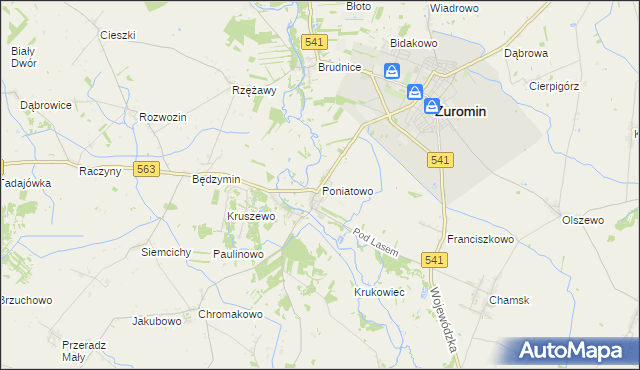 mapa Poniatowo gmina Żuromin, Poniatowo gmina Żuromin na mapie Targeo