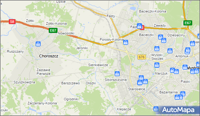 mapa Porosły, Porosły na mapie Targeo