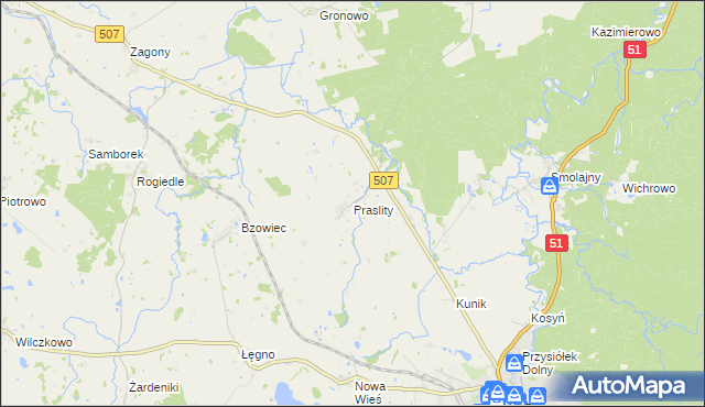 mapa Praslity, Praslity na mapie Targeo