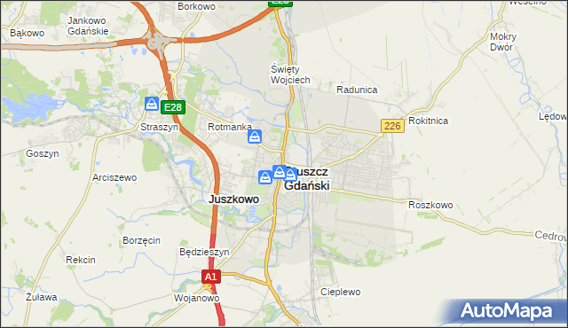 mapa Pruszcz Gdański, Pruszcz Gdański na mapie Targeo