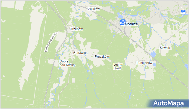 mapa Pruszków gmina Żagań, Pruszków gmina Żagań na mapie Targeo