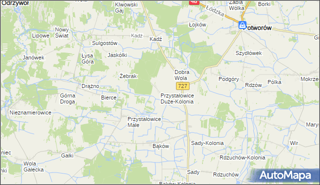 mapa Przystałowice Duże-Kolonia, Przystałowice Duże-Kolonia na mapie Targeo