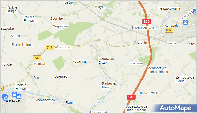 mapa Radawiec Duży, Radawiec Duży na mapie Targeo