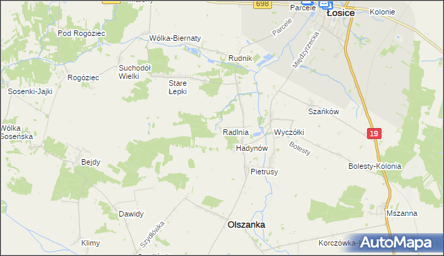 mapa Radlnia, Radlnia na mapie Targeo
