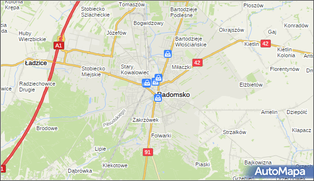 mapa Radomsko, Radomsko na mapie Targeo