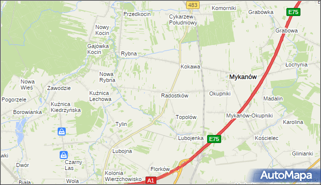 mapa Radostków, Radostków na mapie Targeo