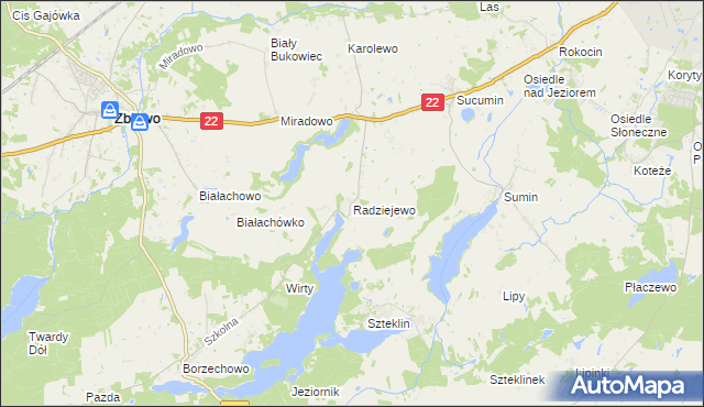 mapa Radziejewo gmina Zblewo, Radziejewo gmina Zblewo na mapie Targeo