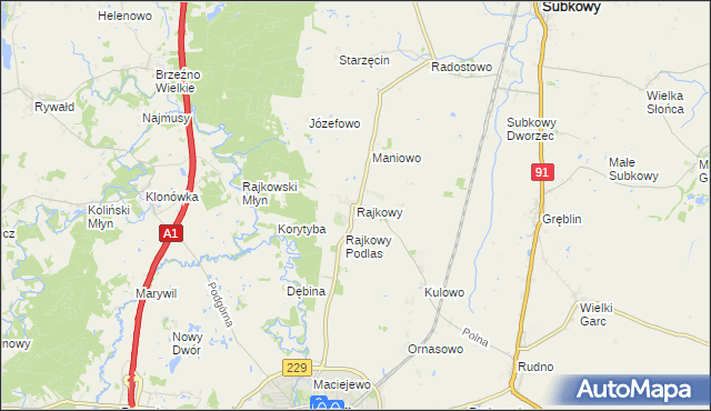mapa Rajkowy, Rajkowy na mapie Targeo