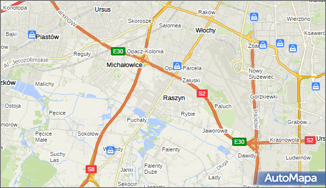 mapa Raszyn powiat pruszkowski, Raszyn powiat pruszkowski na mapie Targeo