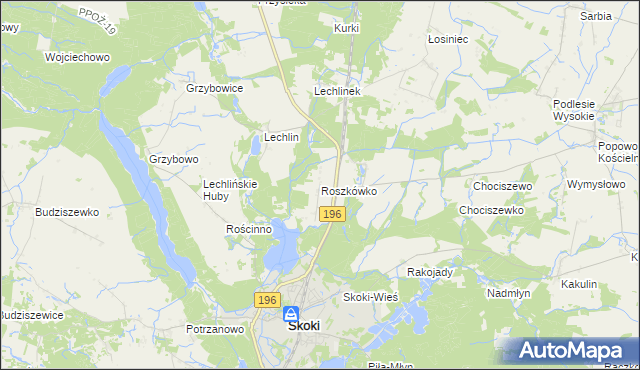 mapa Roszkówko gmina Skoki, Roszkówko gmina Skoki na mapie Targeo