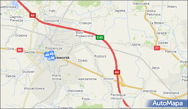 mapa Rozbórz, Rozbórz na mapie Targeo