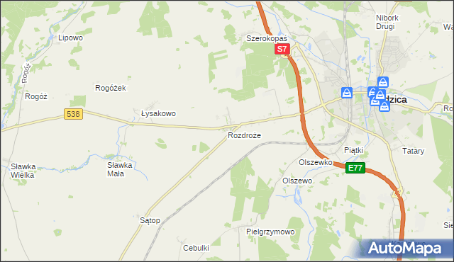 mapa Rozdroże, Rozdroże na mapie Targeo