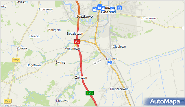 mapa Rusocin gmina Pruszcz Gdański, Rusocin gmina Pruszcz Gdański na mapie Targeo