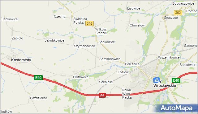 mapa Samsonowice, Samsonowice na mapie Targeo