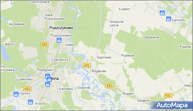 mapa Sasinowo, Sasinowo na mapie Targeo
