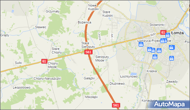 mapa Sierzputy Młode, Sierzputy Młode na mapie Targeo