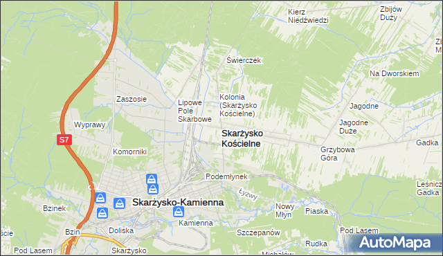 mapa Skarżysko Kościelne, Skarżysko Kościelne na mapie Targeo