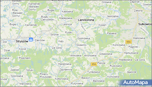mapa Skawinki, Skawinki na mapie Targeo