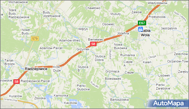 mapa Słubica Dobra, Słubica Dobra na mapie Targeo