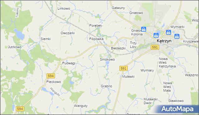 mapa Smokowo gmina Kętrzyn, Smokowo gmina Kętrzyn na mapie Targeo