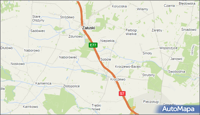 mapa Sobole gmina Załuski, Sobole gmina Załuski na mapie Targeo