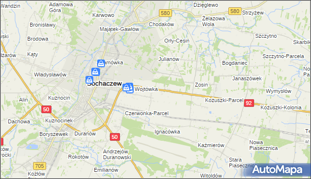 mapa Sochaczew-Wieś, Sochaczew-Wieś na mapie Targeo