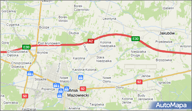 mapa Stara Niedziałka, Stara Niedziałka na mapie Targeo