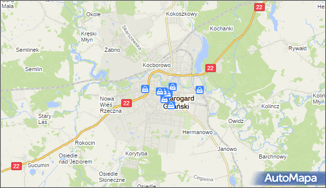 mapa Starogard Gdański, Starogard Gdański na mapie Targeo