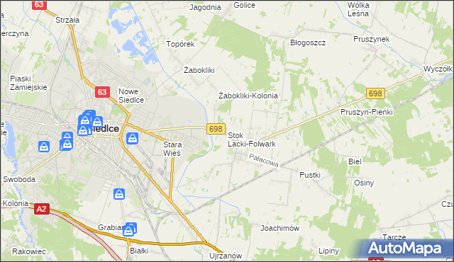 mapa Stok Lacki-Folwark, Stok Lacki-Folwark na mapie Targeo