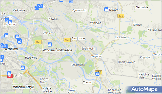 mapa Strachocin gmina Wrocław, Strachocin gmina Wrocław na mapie Targeo