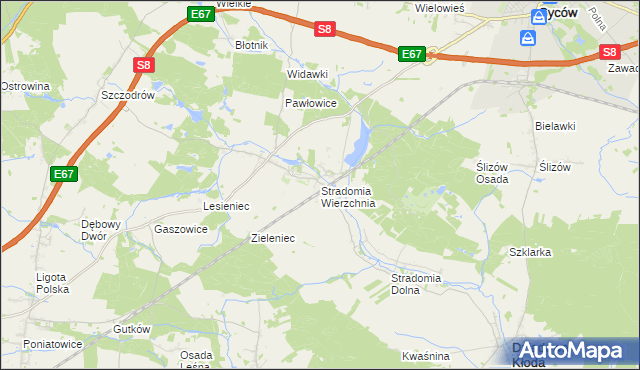 mapa Stradomia Wierzchnia, Stradomia Wierzchnia na mapie Targeo