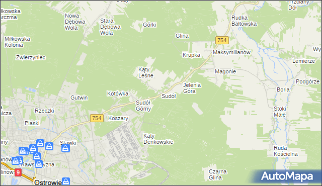 mapa Sudół gmina Bodzechów, Sudół gmina Bodzechów na mapie Targeo