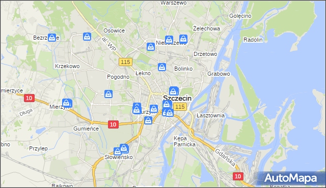 mapa Szczecina, Szczecin na mapie Targeo